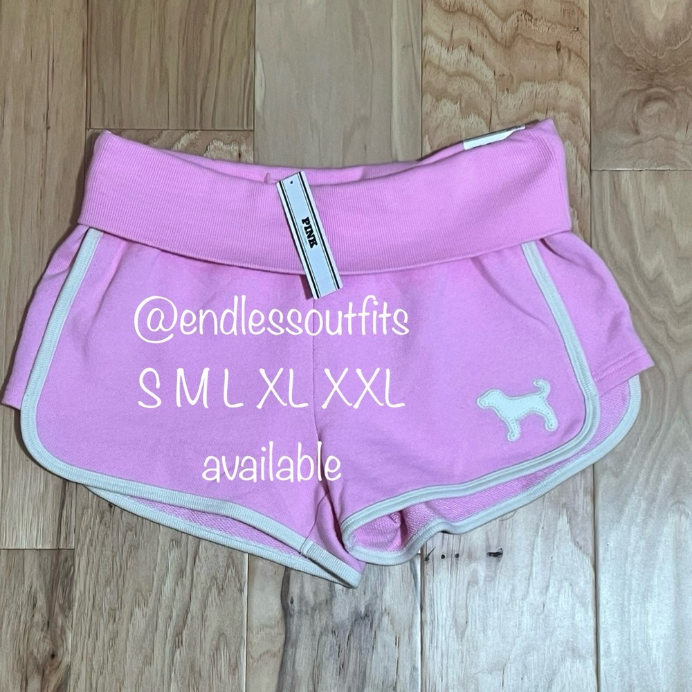 VS PINK PINK LOLLIPOP TERRY SHORTS WITH DOG LOGO